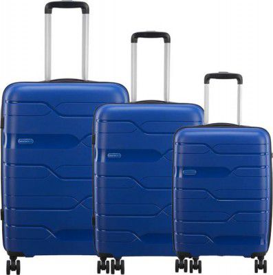 ARISTOCRAT Hard Body Set of 3 Luggage - WAVE STROLLY 360 CB+MD+LG BLUE - Blue