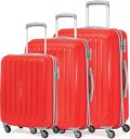 ARISTOCRAT Hard Body Set of 3 Luggage 4 Wheels - Photon 3P Set (Cabin+Medium+Large) - Trolley Bag - Red...