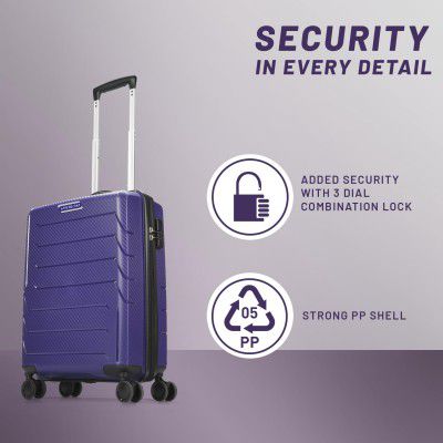 Aristocrat Polypropylene (PP) Chroma Cabin 55Cm Hardsided Luggage, 7 Year Warranty - Purple, Small