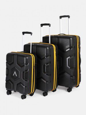 Aristocrat Rock Set Of 3 Textured Hard Suitcase Trolley Bag- 191L