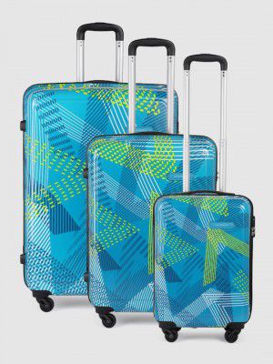 Aristocrat Set of 3 Dual Edge Printed Trolley Suitcases