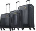 ARISTOCRAT  Soft Body Set of 3 Luggage - AirPlus Polyester Softside, Pack of 3 (55+69+79cm) 4 Spinner Wheel Black Trolley - Black...