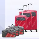 ARISTOCRAT Soft Body Set of 6 Luggage 4 Wheels - Trigon Hexa Set of 6 | 3 Trolley Bags (55cm+69cm+79cm) & 3 Duffles (Small-52cm) - Red...