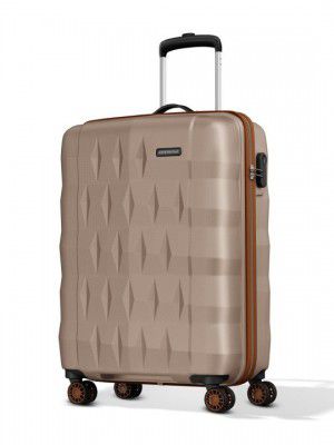 Aristocrat Unisex Comet Champagne Small Hard Luggage Cabin Trolley Bag with 8-Wheel