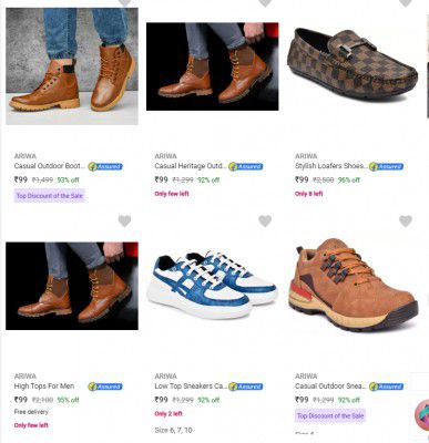 Ariwa Men’s Casual Shoes @ ₹99
