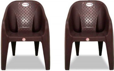 ARLAVYA Mario Sofa Arm for Home, Garden, Living, Dining Room Plastic Outdoor Chair  (Brown, Set of 2, Pre-assembled)