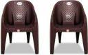 ARLAVYA Mario Sofa Arm for Home, Garden, Living, Dining Room Plastic Outdoor Chair  (Brown, Set of 2, Pre-assembled)...