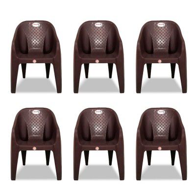 ARLAVYA Plastic Sofa Chair (Brown, Set of 6)
