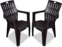 ARLAVYA Platina Orthopaedic Spine Care Arm Chair for Home Garden Office Glossy Finish Plastic Outdoor Chair  (Dark Brown, Set of 2, Pre-assembled)...
