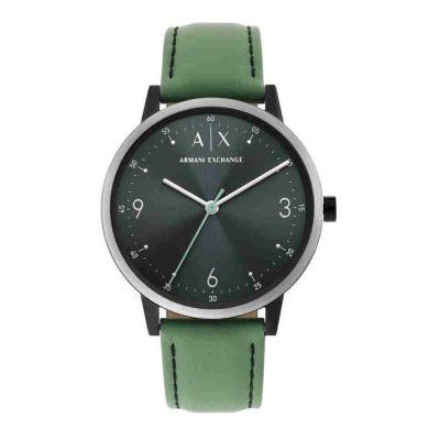Armani Exchange Mens 42 mm Cayde Black Dial Leather Analog Watch - AX2740I