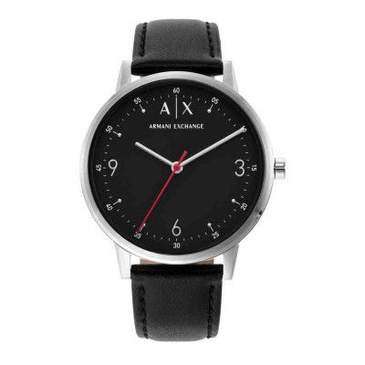 Armani Exchange Mens 42 mm Cayde Black Dial Leather Analog Watch - AX2739I