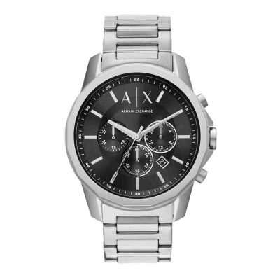 Armani Exchange Mens 44 mm Black Dial Stainless Steel Chronograph Watch - AX1720I