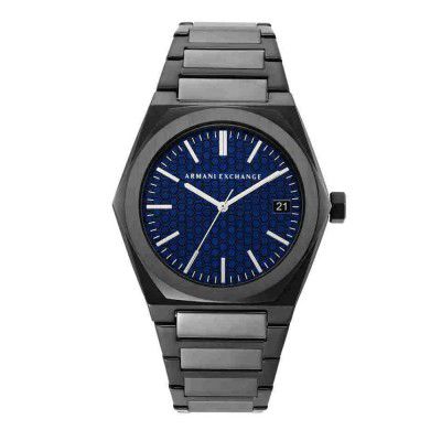 Armani Exchange Mens 44 mm Geraldo Blue Dial Stainless Steel Analog Watch - AX2811I