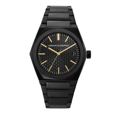 Armani Exchange Mens 44 mm Geraldo Black Dial Stainless Steel Analog Watch - AX2812I