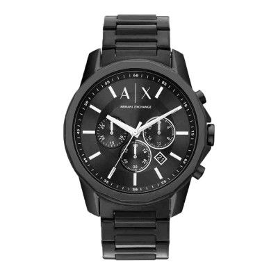 Armani Exchange Mens 44 mm Black Dial Stainless Steel Chronograph Watch - AX1722I