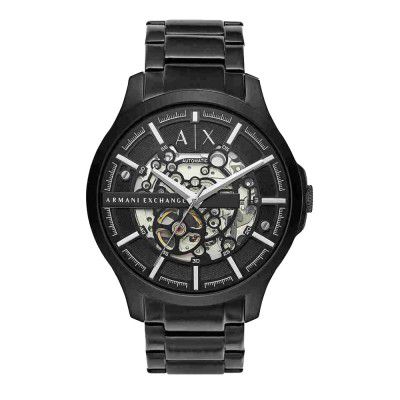 Armani Exchange Mens 46 mm Hampton Black Dial Stainless Steel Analog Watch - AX2418I