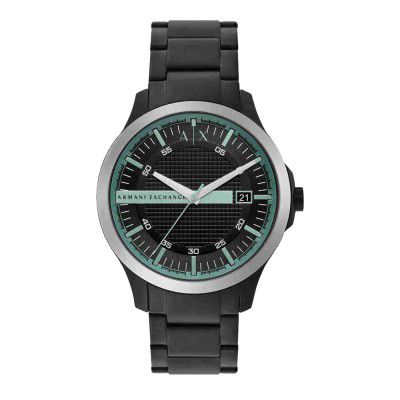 Armani Exchange Mens 46 mm Hampton Black Dial Stainless Steel Analog Watch - AX2439I