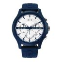 Armani Exchange Mens 46 mm Hampton White Dial Silicone Chronograph Watch - AX2437I...