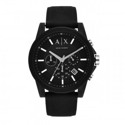 Armani Exchange Mens AX1326 Black Silicone Japanese Quartz Dress Watch