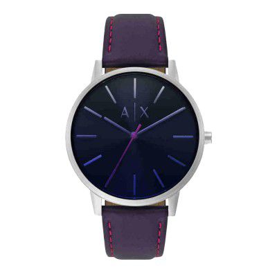 Armani Exchange Mens Cayde Black Dial Leather Analog Watch - AX2744I