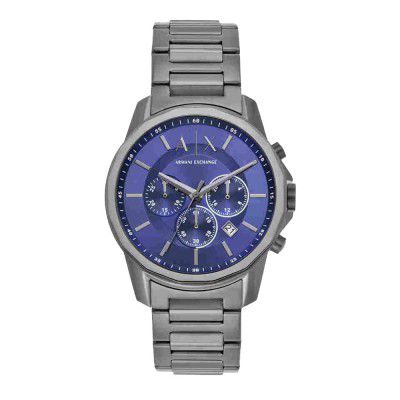 Armani Exchange Mens 44 mm Blue Dial Stainless Steel Chronograph Watch - AX1731I