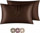 ARMOXA Self Design Pillows Cover  (Pack of 2, 45 cm*72 cm, Brown)...