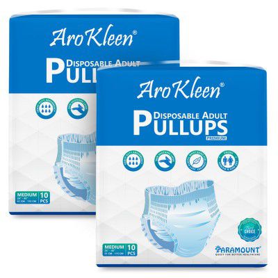 AROKLEEN Premium Adult Pull-Up Diaper Pants Medium Size, 20 Count | Waist Size 61-115 CM | 24"-45" Inches | Pack of 2