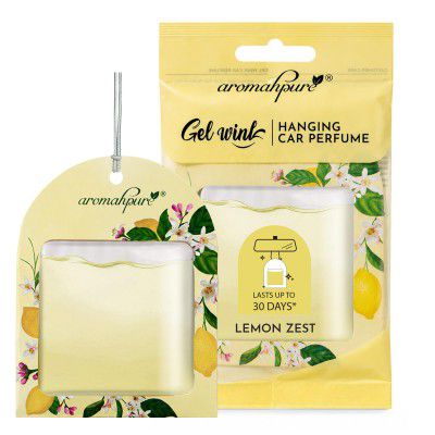 Aromahpure Gel Wink Hanging Car Perfume | Long-Lasting Gel Based Car Air Freshener | Last Up to 30 Days (Pack 1, Lemon)