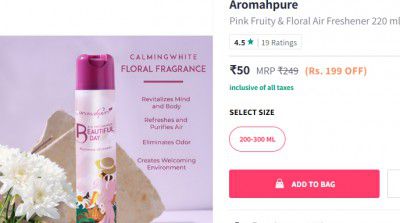 Aromahpure Pink Fruity & Floral Air Freshener - 220 ml