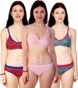 Arousy  Bra & Panty Set Self Design Red, Green, Pink Lingerie Set...