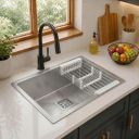 ARQUIN Kitchen Sink 24X18X9 Inch Handmade Single Bowl Stainless Steel Sink