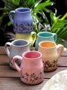 Arrabi Yellow & Purple Set of 6 Printed Ceramic Glossy Cups...