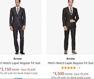Arrow Men's Suit Upto 72% Off