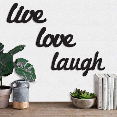 Art Street Live Love Laugh MDF Plaque Painted Cutout Ready to Hang Home Decor Wall Art, Black