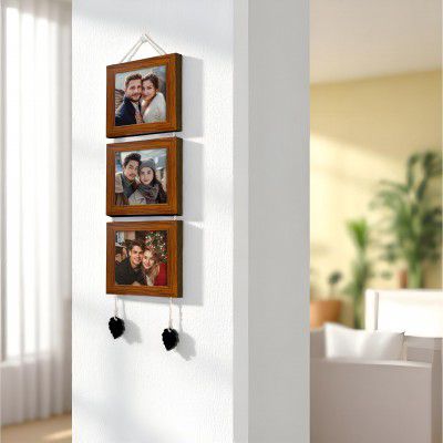 Art Street Photo Frame (Set of 3, 5x5 Inch - Brown)