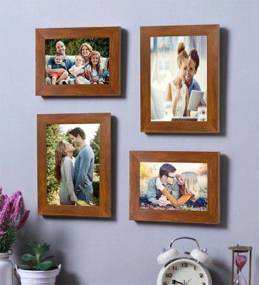Art Street - Set of 4 Brown Wall Photo Frame (Mix Size) 5X7,4x6 Inchs