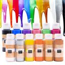 Artecho Acrylic Paint Set of 12 Metallic Colors, 59ml / 2oz Primary Acrylic Paint for Outdoor Decoration, Art Painting, Supplies for Wood, Fabric, Shoe, Rock, Crafts & Canvas....