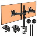 Artikel Double Monitor Desk Mount | Computer Monitor Stand for Screen up to 27" | Table Mounted | Black...