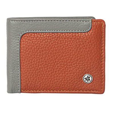 ARTILEA Stylish Genuine Leather Slim Wallet for Men with 6 Credit Card Holder Slot - (Tan & Grey)