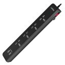 Artis AR-4SSU-CB 4 Universal Sockets & 2 USB with Single Switch Surge Protector Black...