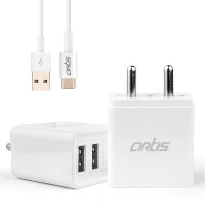 Artis U200 2.4A USB Wall Charger Adapter/BIS Certified/Indian Plug with Type C Cable