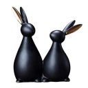 ARTISANS ALLEY Resin Rabbit Figurines for Home Decor (Set of 2 pc, Black Color)...