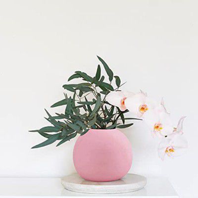 ARTISANS ALLEY Spherical Shape Ceramic Vase for Home Decor (Pack of 1, Baby Pink)