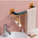 ARTO Plastic Double Layer Towel Rod Holder with Hook | Wall Mounted Hand Towel Rail Hanger for Kitchen, Bathroom, Washroom (Multicolor)...