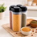 Arto Plastic Grocery Container  - 2500 ml (Transparent, Black)...