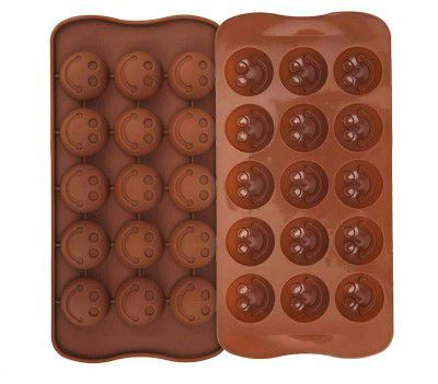 ARTO Silicone Chocolate Mould with Smiley Face Design, 15-Cavity, Brown