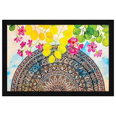 ArtX Paper Flower Framed Wall Art Painting, Wall Decor For Living Room, Multicolor, Floral, 18.5 X 12.5 Inches, Set of 1
