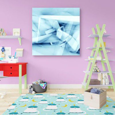 ArtzFolio Abstract Blue & White Chaotic Cubic Structures Canvas Painting 