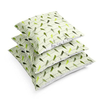ArtzFolio Colorful Birds On Wires Cushion Cover Throw Pillow Satin Fabric 20x20inch (51x51cms); Single; Without Filler