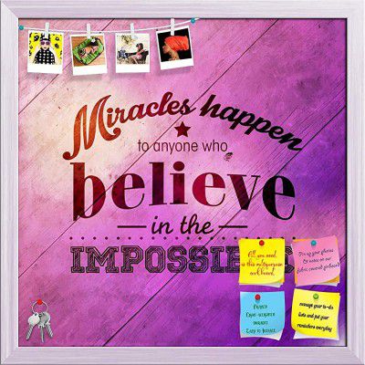 ArtzFolio Typographic Art Bulletin Board Notice Pin Board | White Frame 16 x 16 inch (41 x 41 cms)